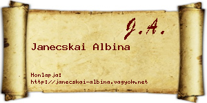 Janecskai Albina névjegykártya